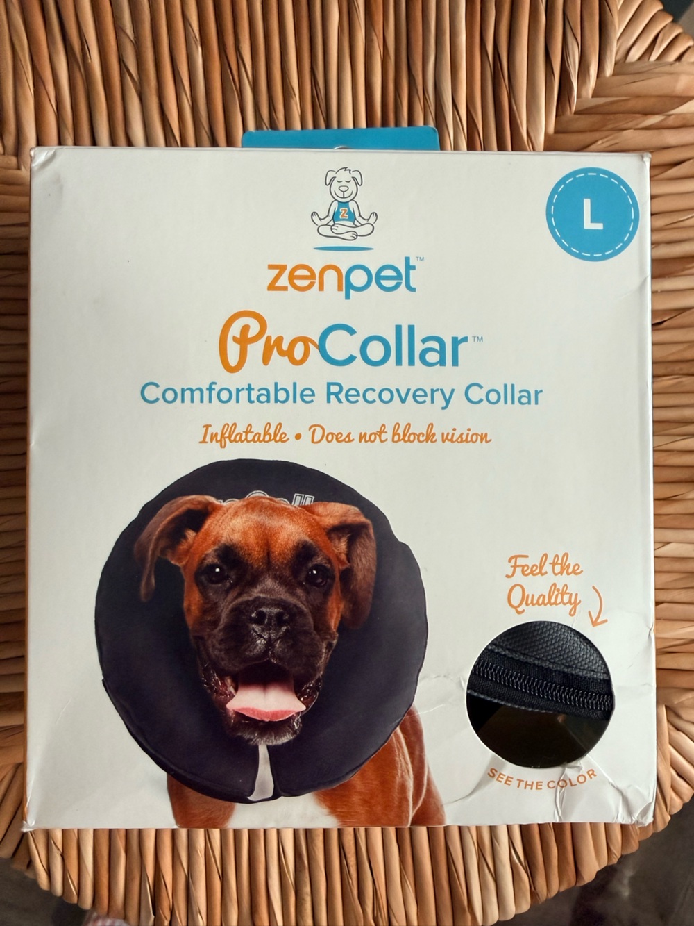 ZenPet ProCollar Inflatable Recovery Collar — Black- Large
